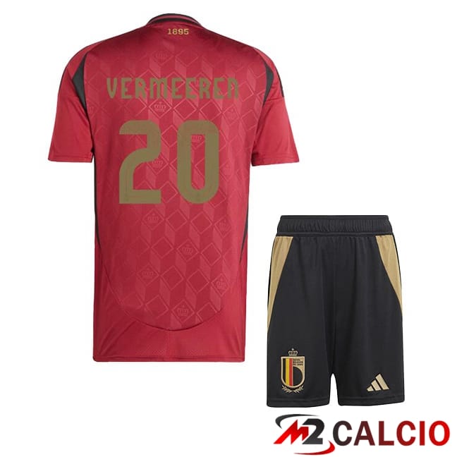 Maglie Calcio Belgio (VERMEEREN 20) Bambino Prima Rosso UEFA Euro 2024