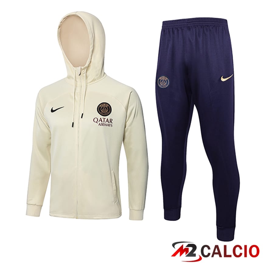 Insieme Giacca Con Cappuccio Tuta Giacca A Vento PSG Beige 2024/2025