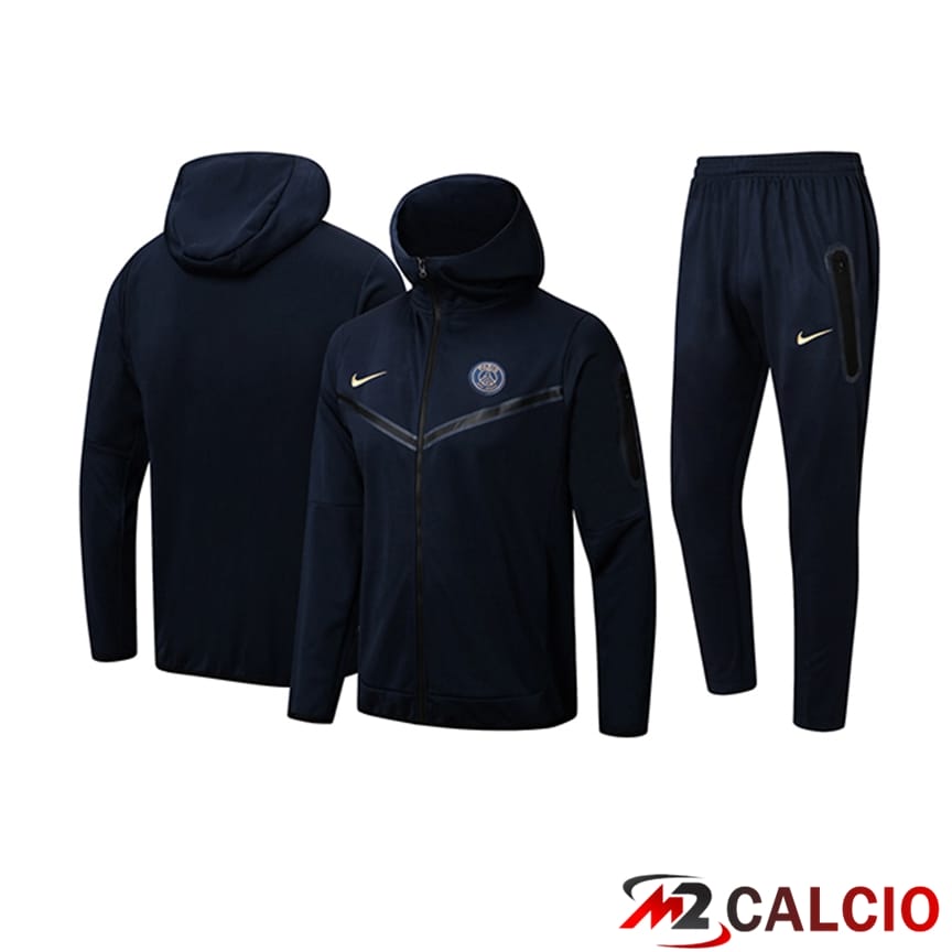 Insieme Giacca Con Cappuccio Tuta Giacca A Vento PSG Blu Scuro 2024/2025