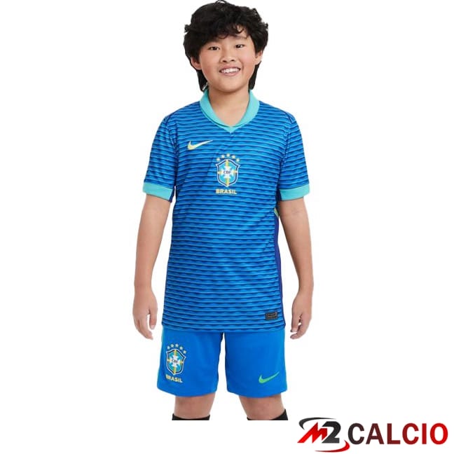 Maglie Calcio Brasile Bambino Seconda Blu 2024/2025