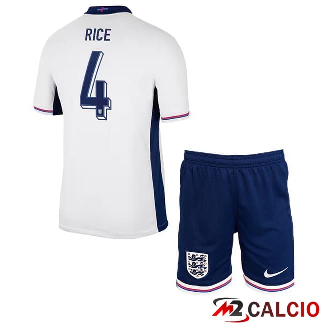 Maglie Calcio Inghilterra (Rice 4) Bambino Prima Bianco 2024/2025