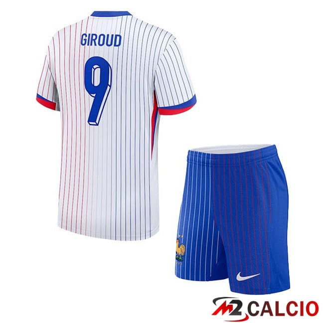 Maglie Calcio Francia (Giroud 9) Bambino Seconda Bianco 2024/2025