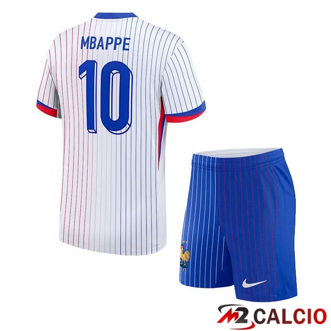 Maglie Calcio Francia (MBAPPE 10) Bambino Seconda Bianco 2024/2025