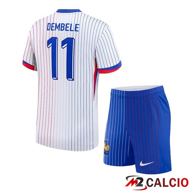 Maglie Calcio Francia (DEMBELE 11) Bambino Seconda Bianco 2024/2025