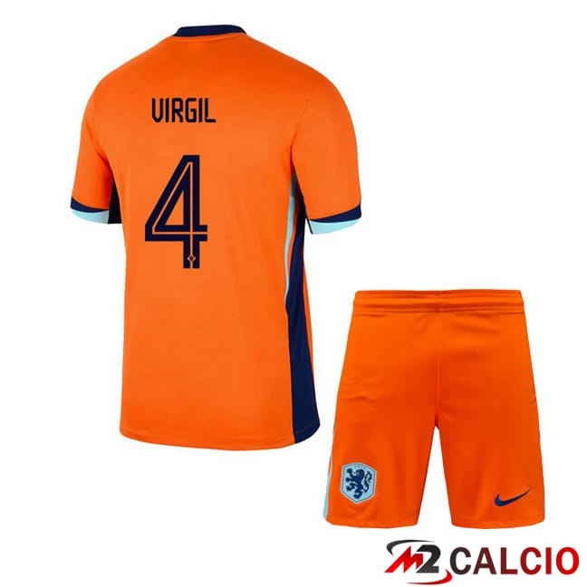 Maglie Calcio Paesi Bassi (VIRGIL 4) Bambino Prima Arancia 2024/2025