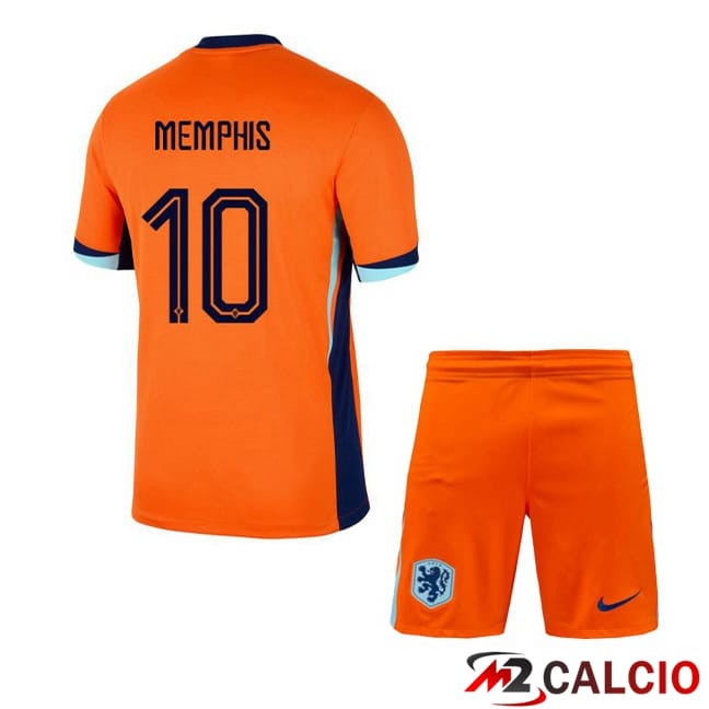 Maglie Calcio Paesi Bassi (MEMPHIS 10) Bambino Prima Arancia 2024/2025