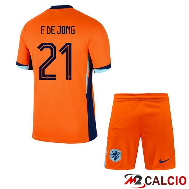 Maglie Calcio Paesi Bassi (F. DE JONG 21) Bambino Prima Arancia 2024/2025