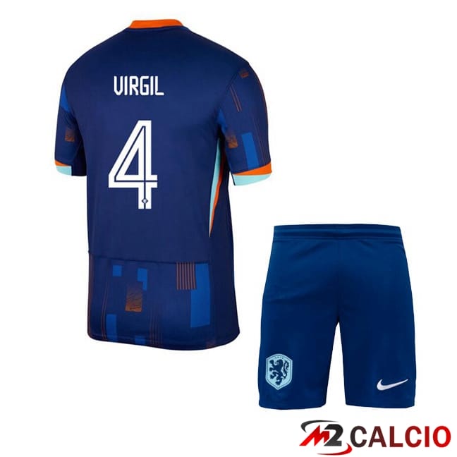 Maglie Calcio Paesi Bassi (VIRGIL 4) Bambino Seconda Blu Reale 2024/2025