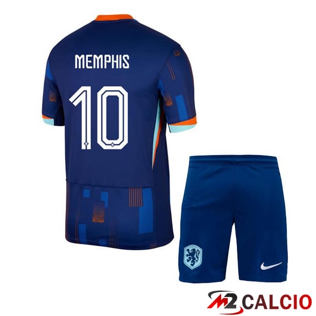 Maglie Calcio Paesi Bassi (MEMPHIS 10) Bambino Seconda Blu Reale 2024/2025