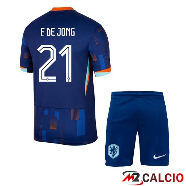 Maglie Calcio Paesi Bassi (F. DE JONG 21) Bambino Seconda Blu Reale 2024/2025