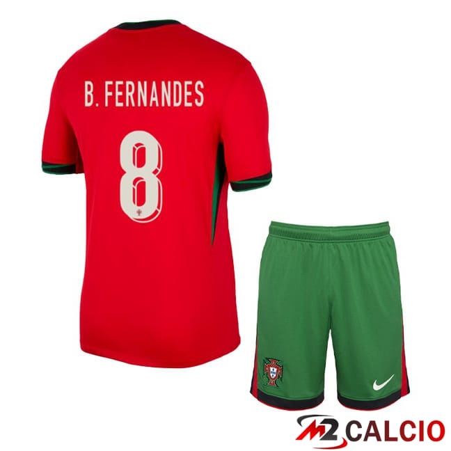 Maglie Calcio Portogallo (B. FERNANDES 8) Bambino Prima Rosso 2024/2025