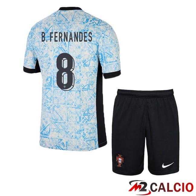 Maglie Calcio Portogallo (B. FERNANDES 8) Bambino Seconda Blu Bianco 2024/2025