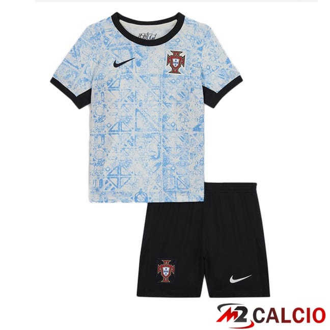 Maglie Calcio Portogallo Bambino Seconda Blu Bianco UEFA Euro 2024