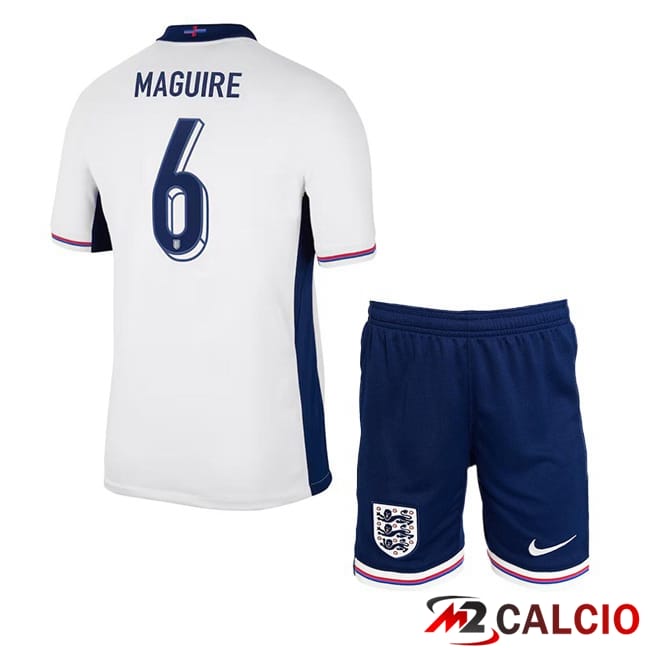 Maglie Calcio Inghilterra (Maguire 6) Bambino Prima Bianco UEFA Euro 2024