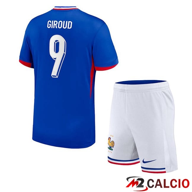 Maglie Calcio Francia (Giroud 9) Bambino Prima Blu UEFA Euro 2024