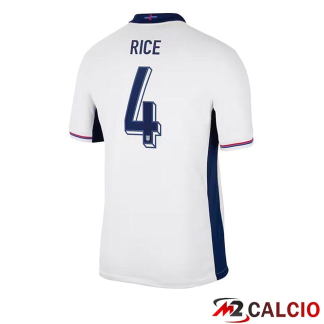 Maglie Calcio Inghilterra (Rice 4) Prima Bianco UEFA Euro 2024