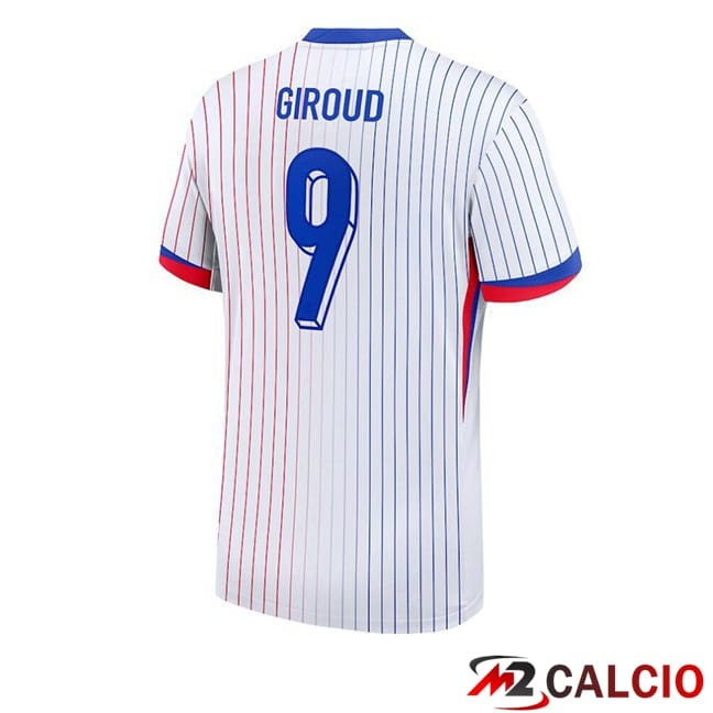 Maglie Calcio Francia (Giroud 9) Seconda Bianco UEFA Euro 2024