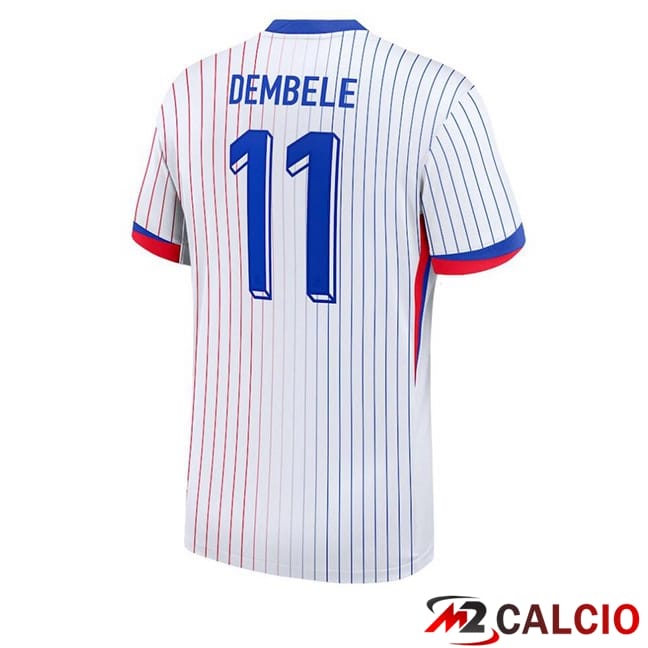 Maglie Calcio Francia (DEMBELE 11) Seconda Bianco UEFA Euro 2024