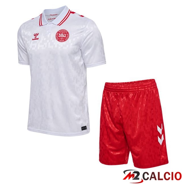 Maglie Calcio Danimarca Bambino Seconda Bianco UEFA Euro 2024