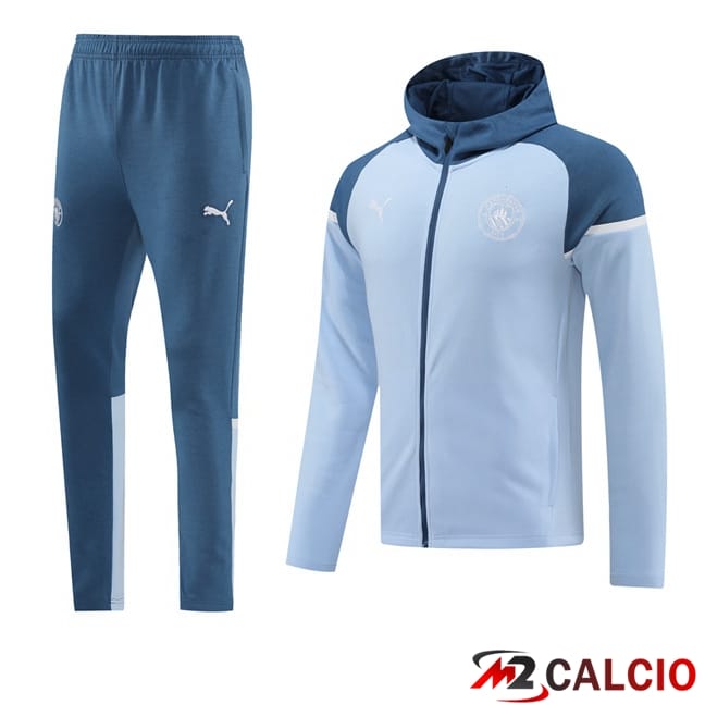 Tuta Calcio - Felpa Con Cappuccio Manchester City Blu 2024/2025