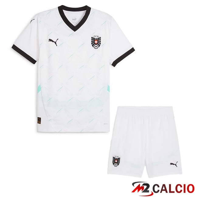 Maglie Calcio Austria Bambino Seconda Bianco UEFA Euro 2024