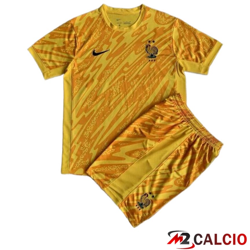 Maglie Calcio Francia Bambino Portiere Giallo UEFA Euro 2024