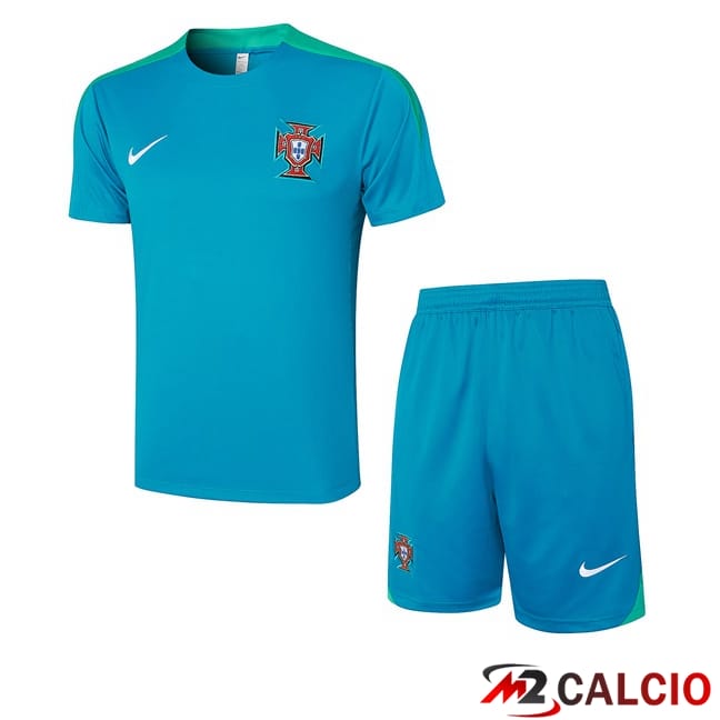 T Shirt Allenamento Portogallo + Pantaloncini Blu 2024/2025