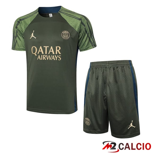 T Shirt Allenamento Paris PSG + Pantaloncini Verde 2024/2025