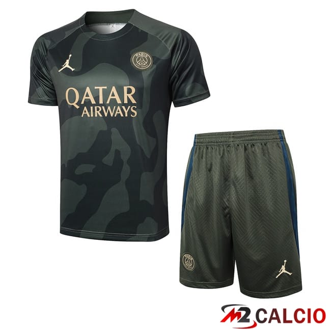 T Shirt Allenamento Paris PSG + Pantaloncini Verde 2024/2025