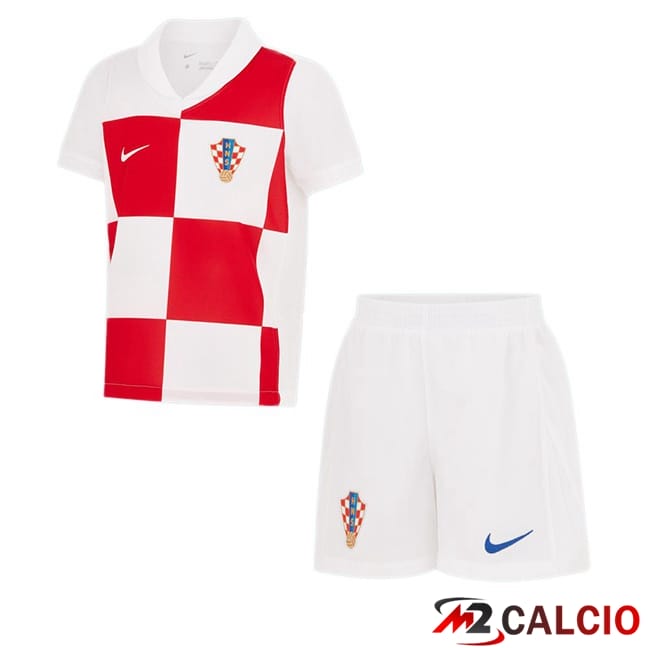 Maglie Calcio Croazia Bambino Prima Bianco UEFA Euro 2024