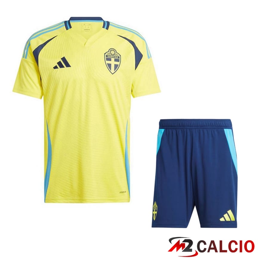 Maglia Nazionale Svezia Prima + Pantaloncini 2024/2025