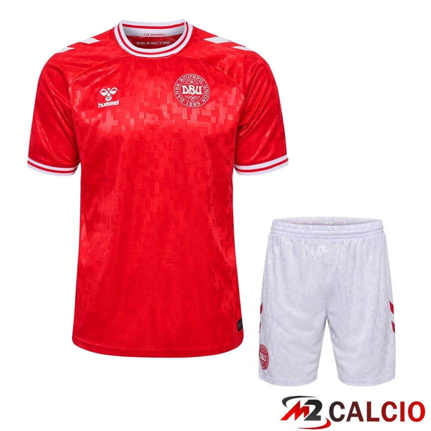 Maglia Nazionale Danimarca Prima + Pantaloncini UEFA Euro 2024