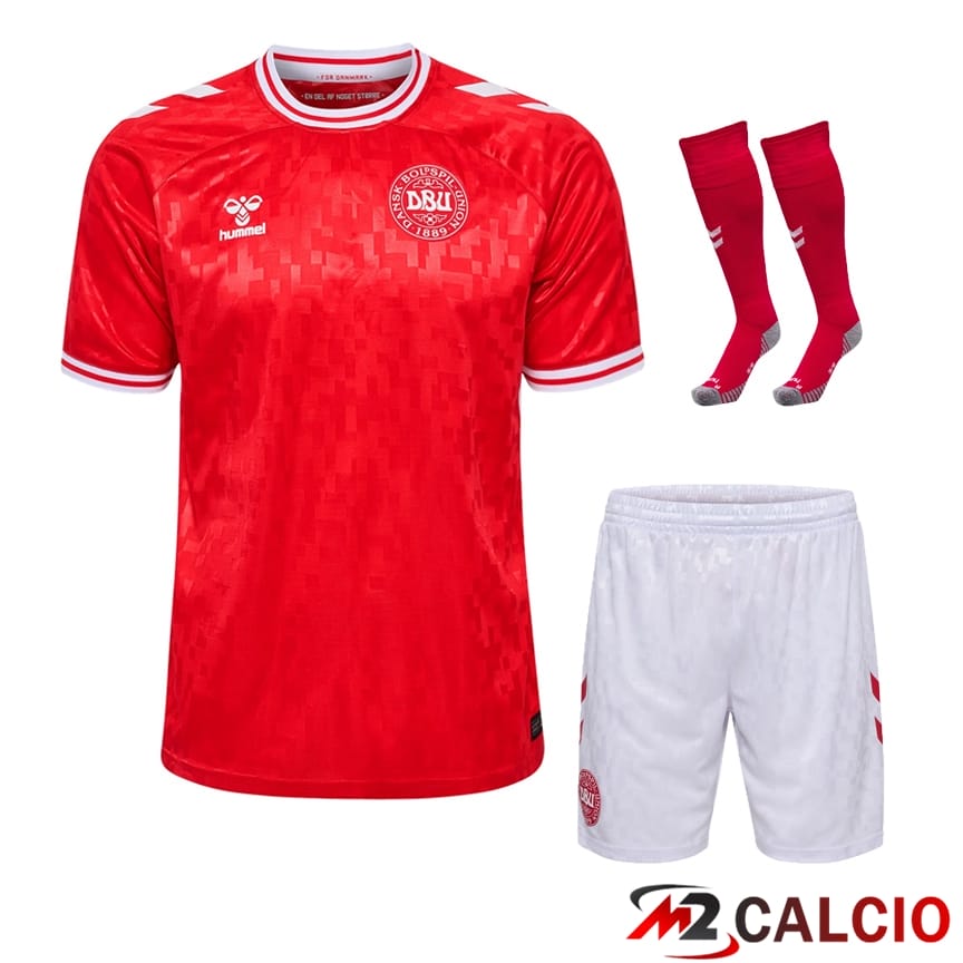 Maglia Nazionale Danimarca Prima (Pantaloncini + Calzini) UEFA Euro 2024