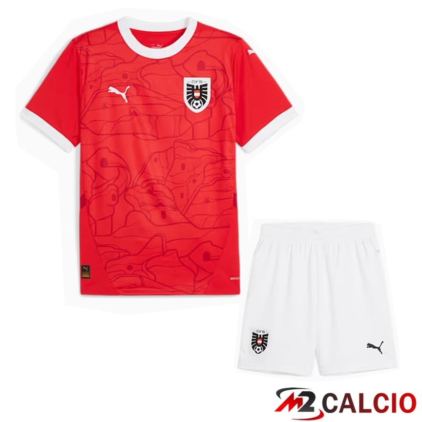 Maglia Nazionale Austria Prima + Pantaloncini UEFA Euro 2024