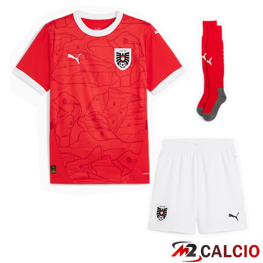 Maglia Nazionale Austria Prima (Pantaloncini + Calzini) UEFA Euro 2024