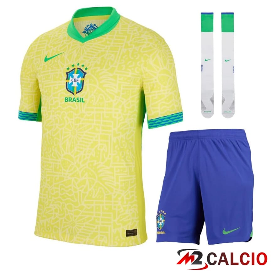 Maglia Nazionale Brasile Prima (Pantaloncini + Calzini) 2024/2025