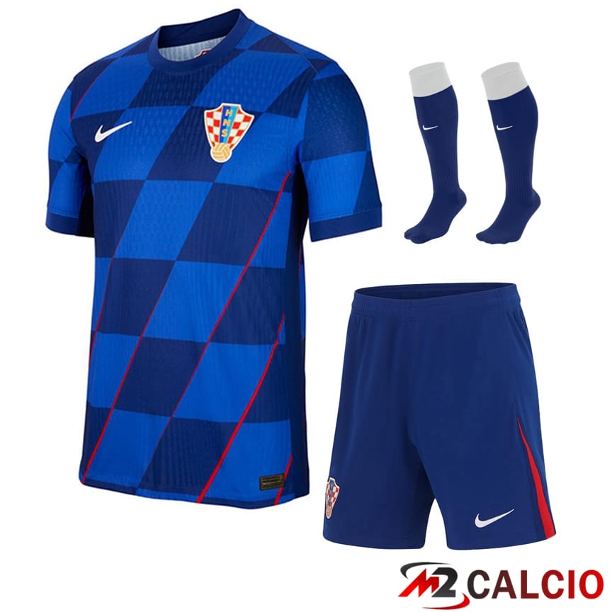 Maglia Nazionale Croazia Seconda (Pantaloncini + Calzini) UEFA Euro 2024