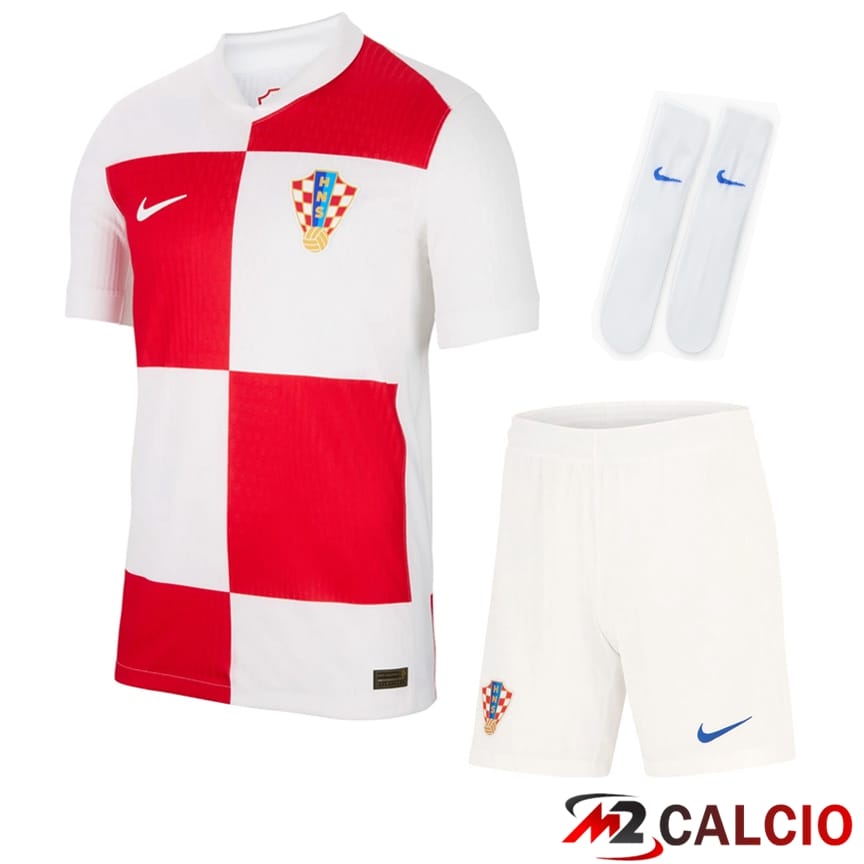 Maglia Nazionale Croazia Prima (Pantaloncini + Calzini) UEFA Euro 2024