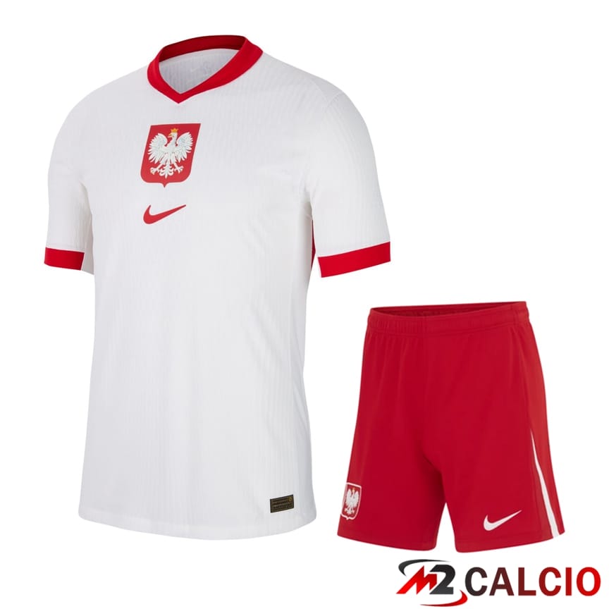 Maglia Nazionale Polonia Prima + Pantaloncini UEFA Euro 2024