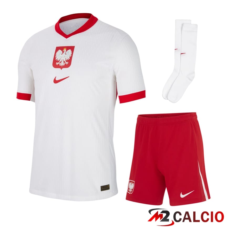 Maglia Nazionale Polonia Prima (Pantaloncini + Calzini) UEFA Euro 2024