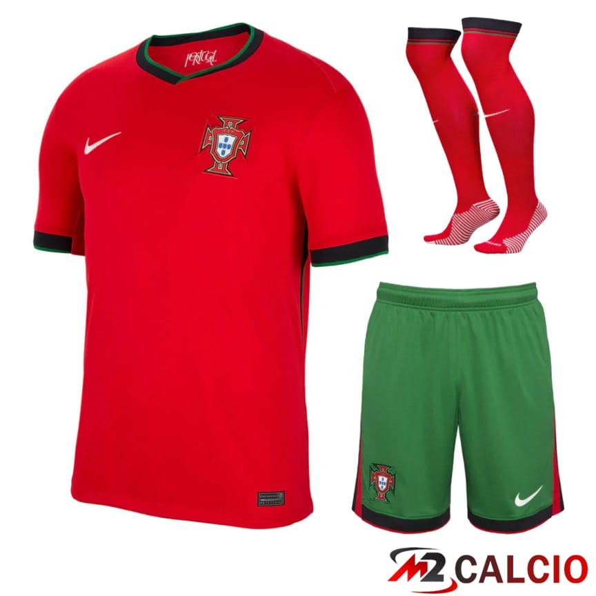 Maglia Nazionale Portogallo Prima (Pantaloncini + Calzini) UEFA Euro 2024