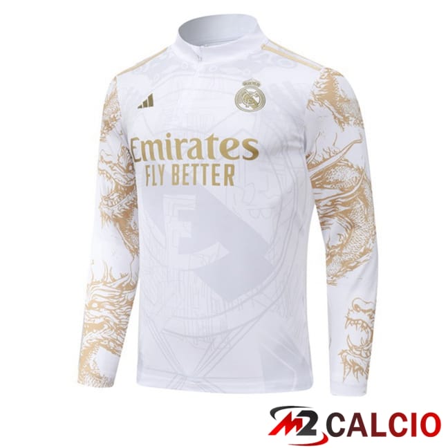 Felpa Allenamento Real Madrid Bianco Giallo 2024/2025