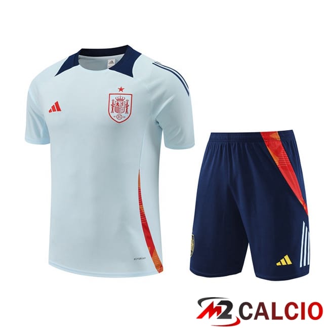 T Shirt Allenamento Spagna + Pantaloncini Blu 2024/2025