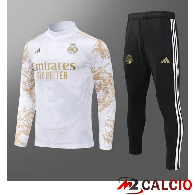 Insieme Tuta Calcio Real Madrid Bambino Bianco Giallo 2024/2025