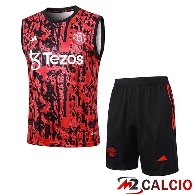 Canotta Allenamento Manchester United + Pantaloncini Rosso 2024/2025