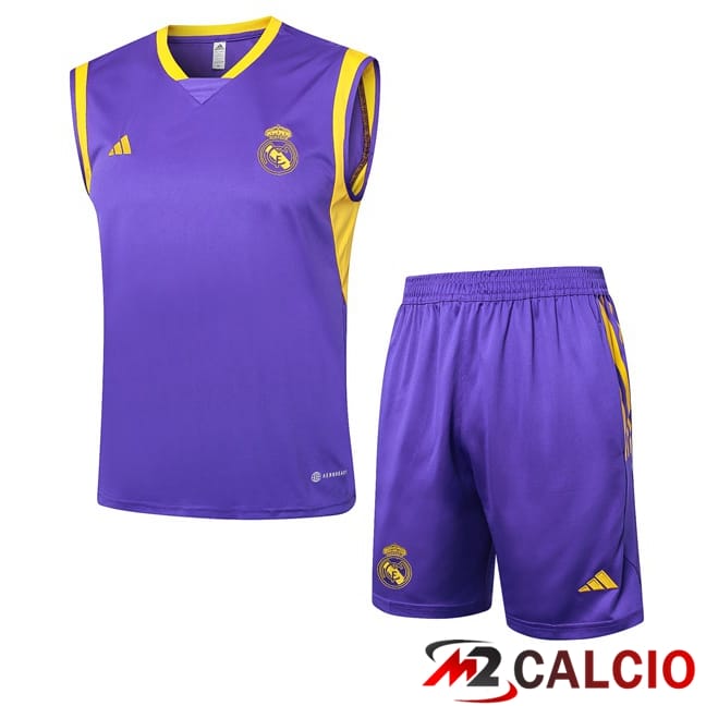 Canotta Allenamento Real Madrid + Pantaloncini Viola 2024/2025