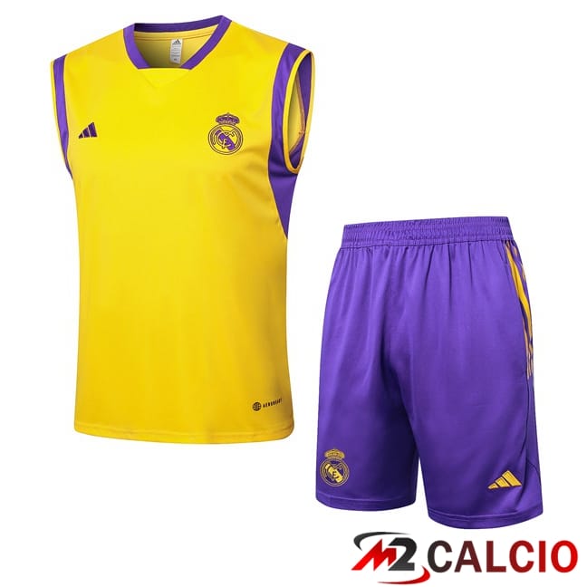 Canotta Allenamento Real Madrid + Pantaloncini Giallo 2024/2025