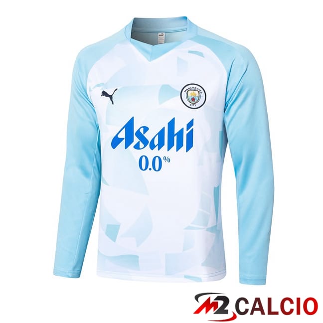 Felpa Allenamento Manchester City Bianco Blu 2024/2025