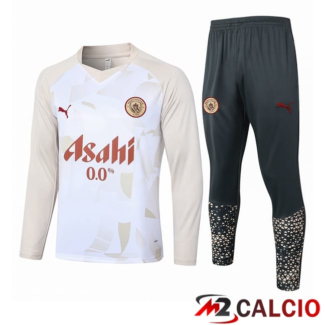 Insieme Tuta Calcio Manchester City Bianco Giallo 2024/2025