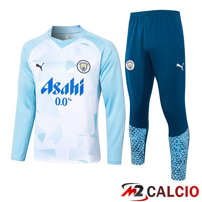 Insieme Tuta Calcio Manchester City Bianco Blu 2024/2025